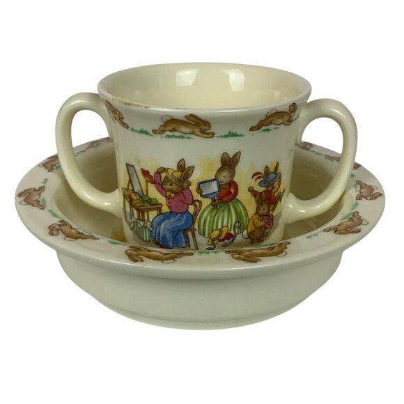 Royal Doulton Bunnykins Childrens Cup & Bowl Set English Fine Bone China 1936 - Picture 1 of 11